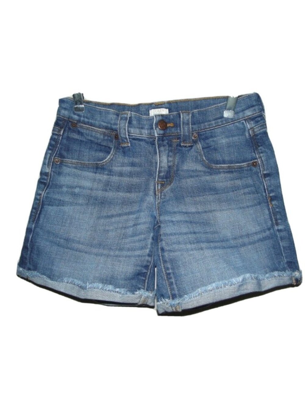 J. Crew Jean Shorts Womens 24 Trademark Denim Blue Cutoff Cuffed Raw Hem 34619